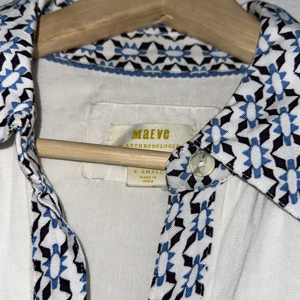 Anthropologie Blue and White Patterned Maxi Dress - Picture 4 of 10